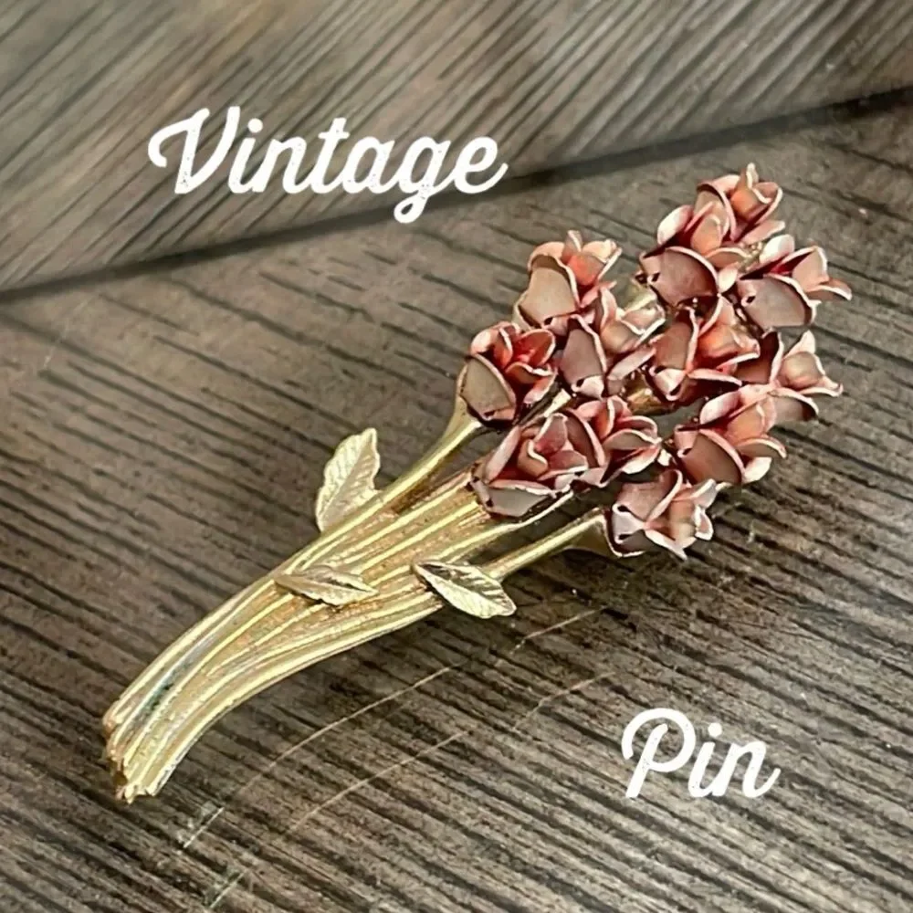Vintage Rose Flower Pin DM 1997 “David Monn” Rose Bouquet